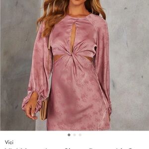 Vici Mauve Floral Long Sleeve Dress